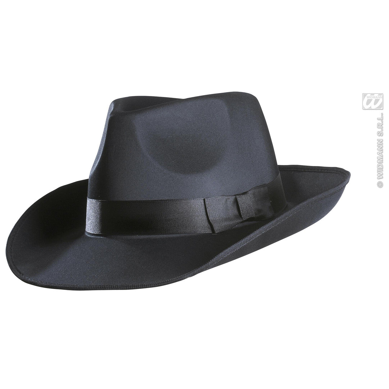 Op deze afbeelding zie je een Accessoires, van het merk Widmann. Gangsterhoed Zwart, Satijn