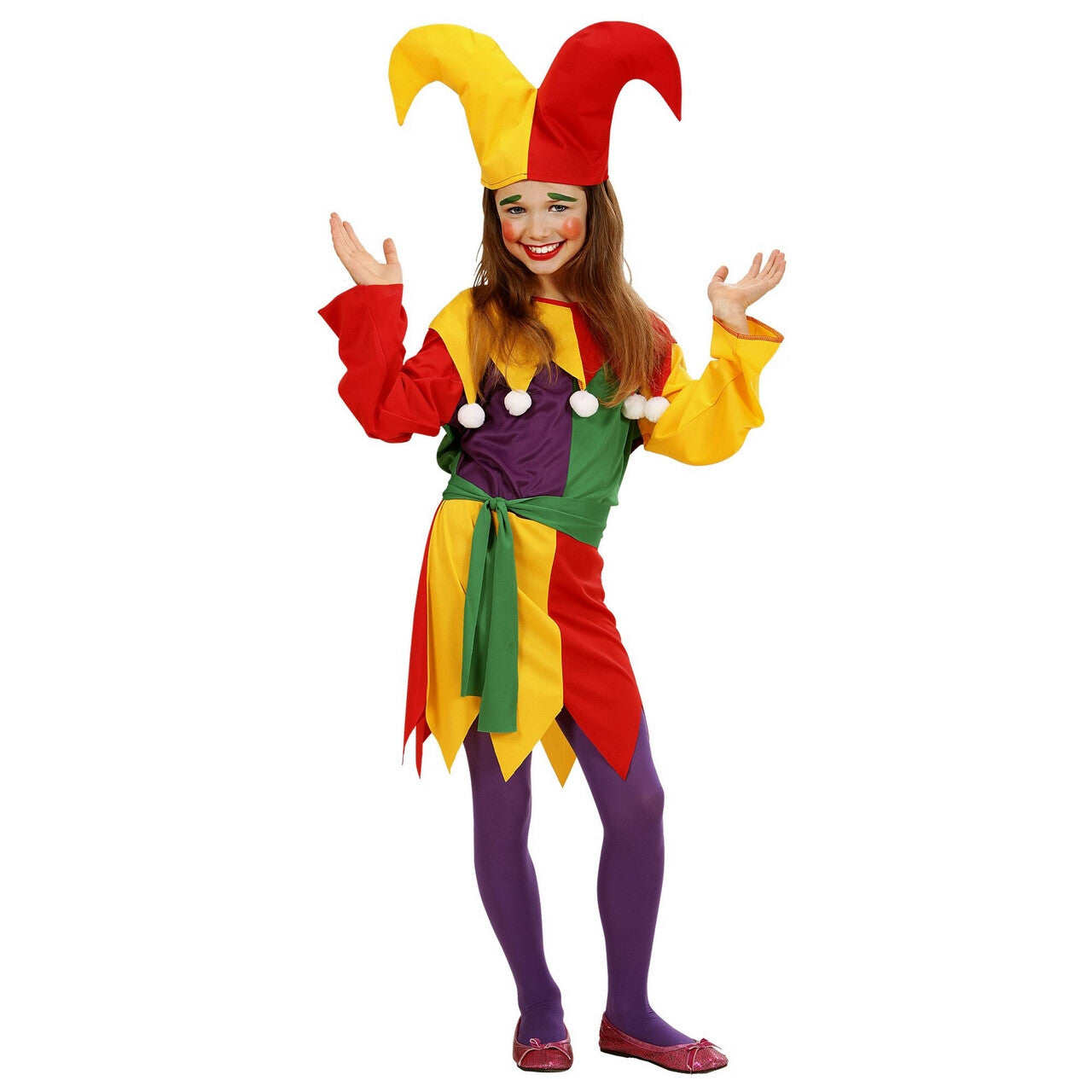 Op deze afbeelding zie je een Kostuums, van het merk Widmann. Hofnar Jolly Joker Kind Kostuum Meisje