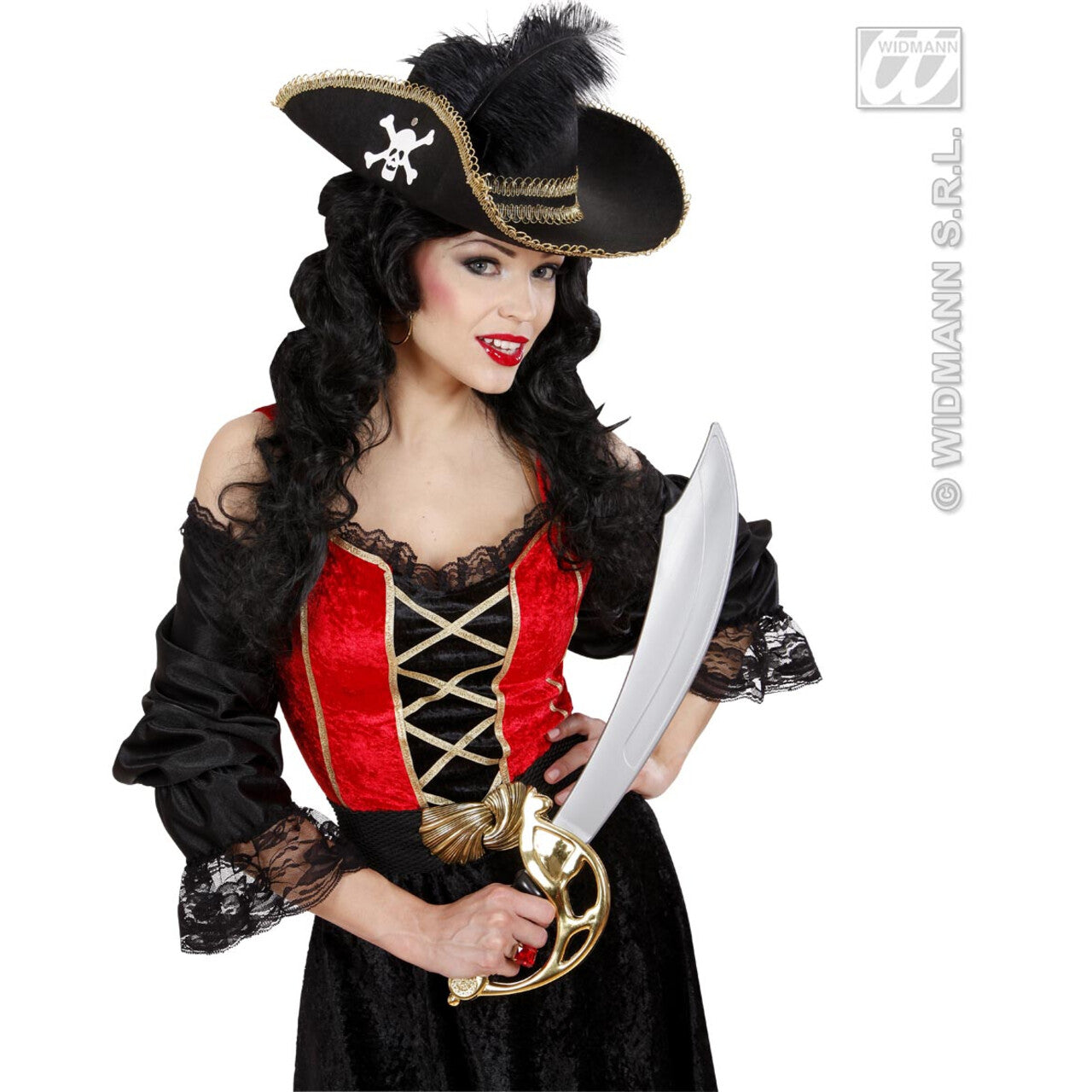 Op deze afbeelding zie je een Accessoires, van het merk Widmann. Piratenhoed Met Schedel En Veren