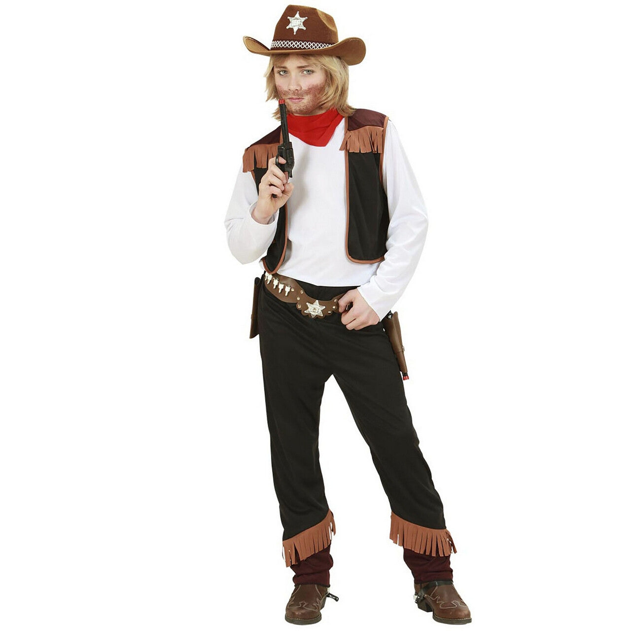 Op deze afbeelding zie je een Kostuums, van het merk Widmann. Texas Cowboy Zwart Kind Kostuum Jongen