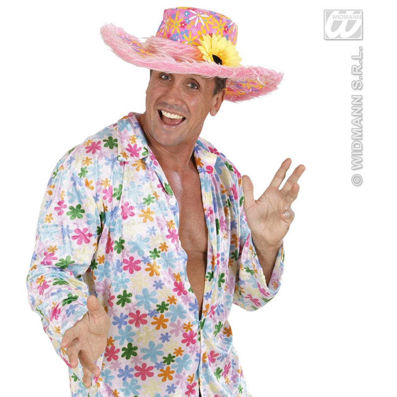 Op deze afbeelding zie je een Accessoires, van het merk Widmann. Hoed Ibiza Met Zonnebloem, Roze