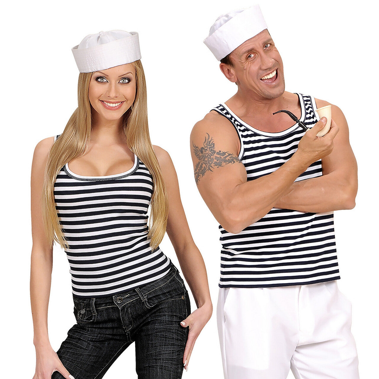 Op deze afbeelding zie je een Kostuums, van het merk Widmann. Zeemanshirt Gestreept