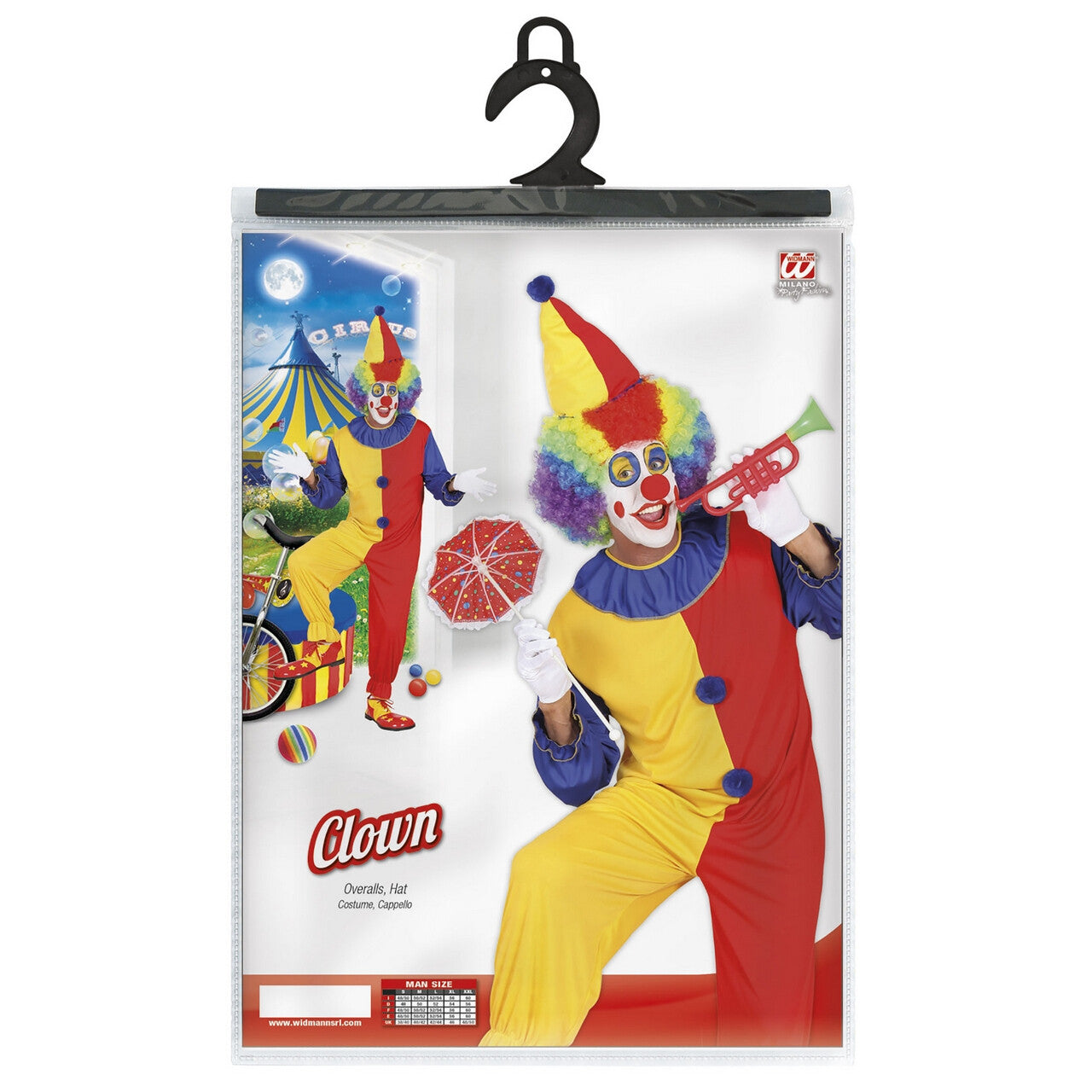 Op deze afbeelding zie je een Kostuums, van het merk Widmann. Vrolijke Geel Rode Clown Kostuum Man