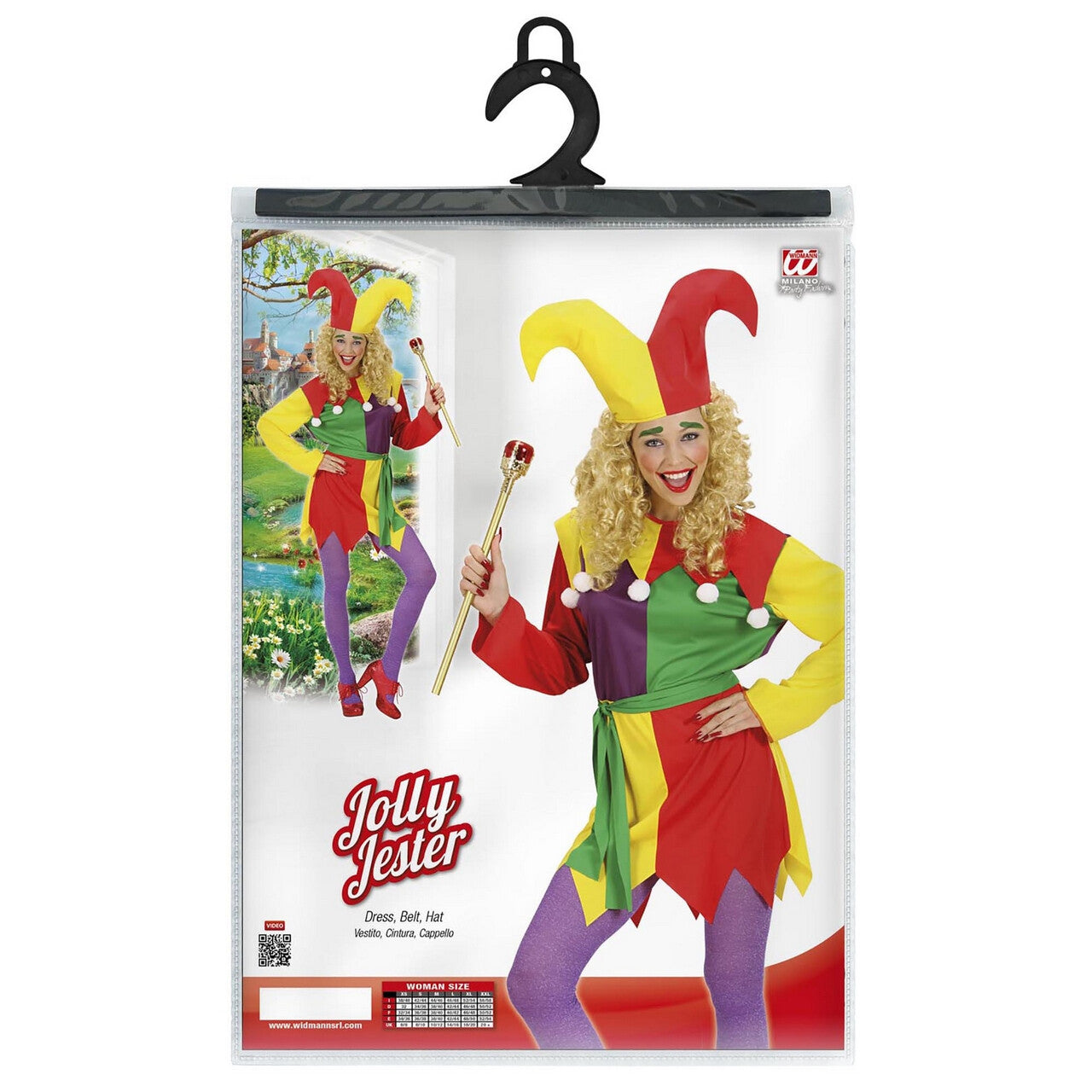 Op deze afbeelding zie je een Kostuums, van het merk Widmann. Hofnar Jolly Joker Kostuum Vrouw