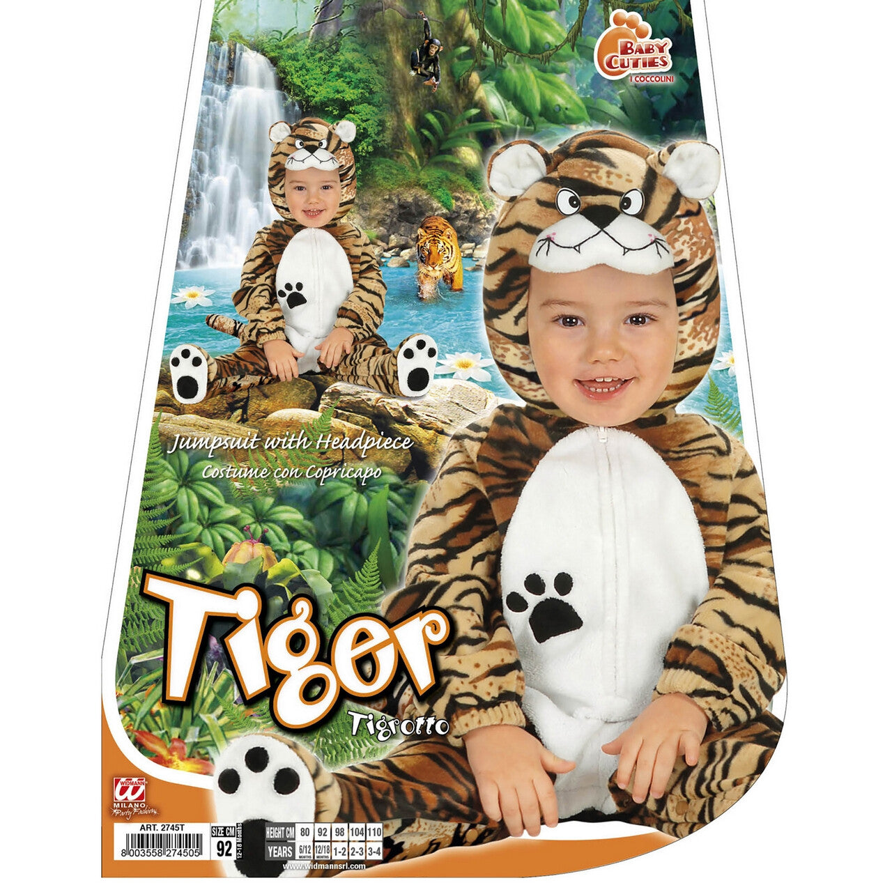 Op deze afbeelding zie je een Kostuums, van het merk Widmann. Baby Tijger Kostuum Kind