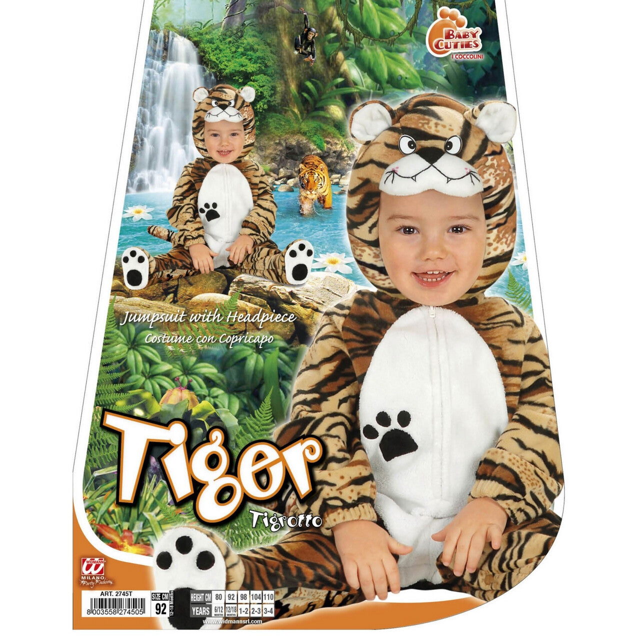 Op deze afbeelding zie je een Kostuums, van het merk Widmann. Baby Tijger Kostuum Kind