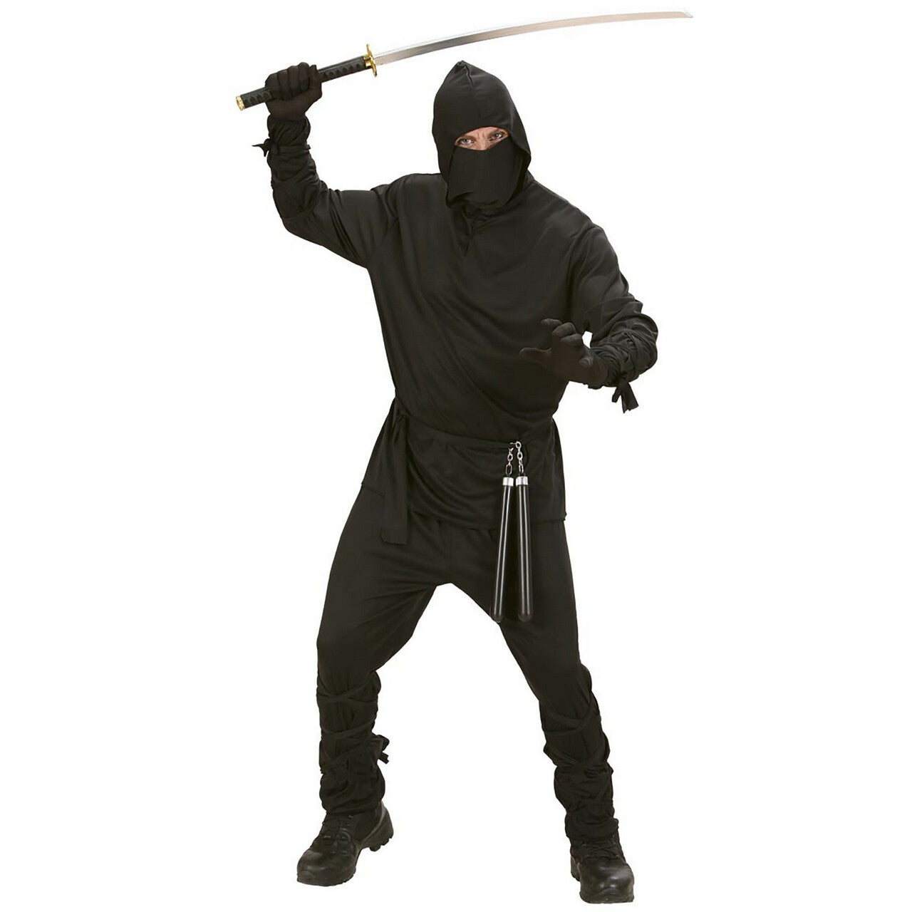 Op deze afbeelding zie je een Kostuums, van het merk Widmann. Fast Zwart Ninja Tokyo Kostuum Man