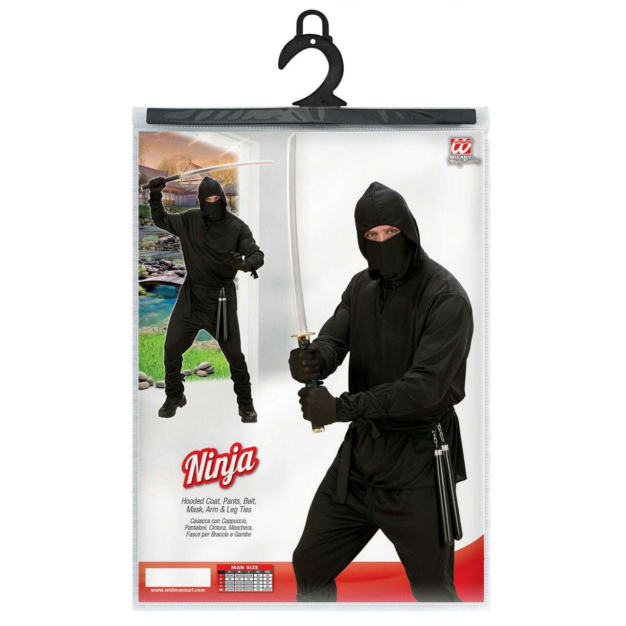 Op deze afbeelding zie je een Kostuums, van het merk Widmann. Fast Zwart Ninja Tokyo Kostuum Man