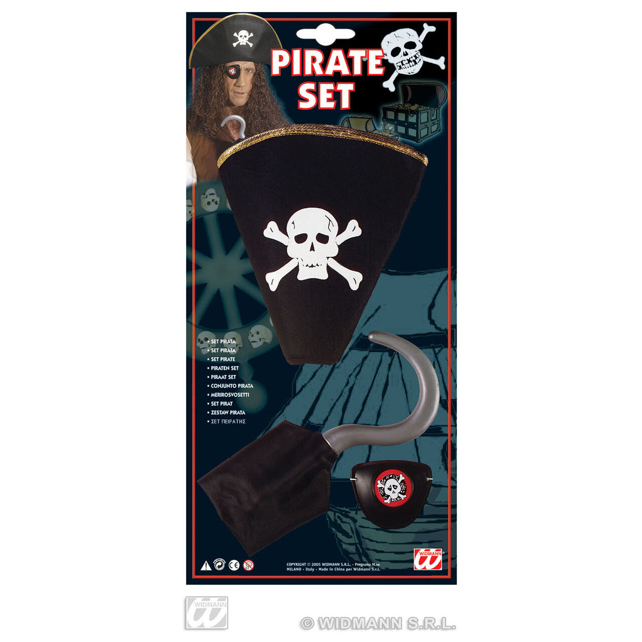 Op deze afbeelding zie je een Accessoires, van het merk Widmann. Piratenset Haak Hoed Ooglap