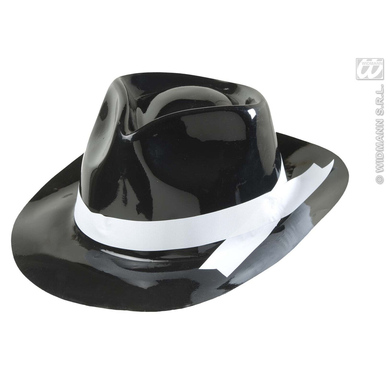 Op deze afbeelding zie je een Accessoires, van het merk Widmann. Pvc Gangsterhoed Met Witte Band