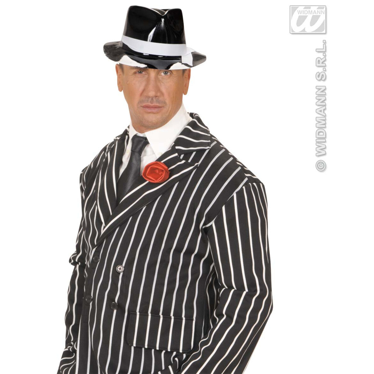 Op deze afbeelding zie je een Accessoires, van het merk Widmann. Pvc Gangsterhoed Met Witte Band