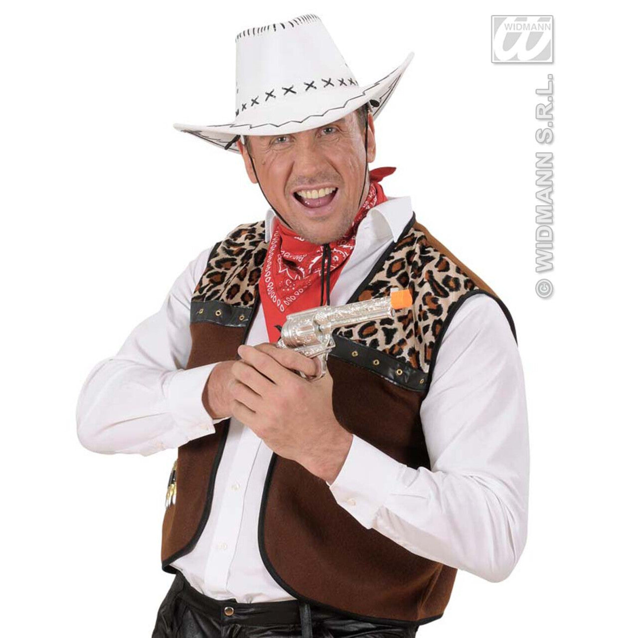 Op deze afbeelding zie je een Accessoires, van het merk Widmann. Cowboyhoed Wit Met Decoratie