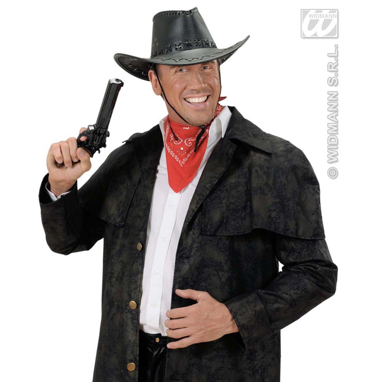 Op deze afbeelding zie je een Accessoires, van het merk Widmann. Cowboyhoed Lederlook Met Decoratie, Zwart
