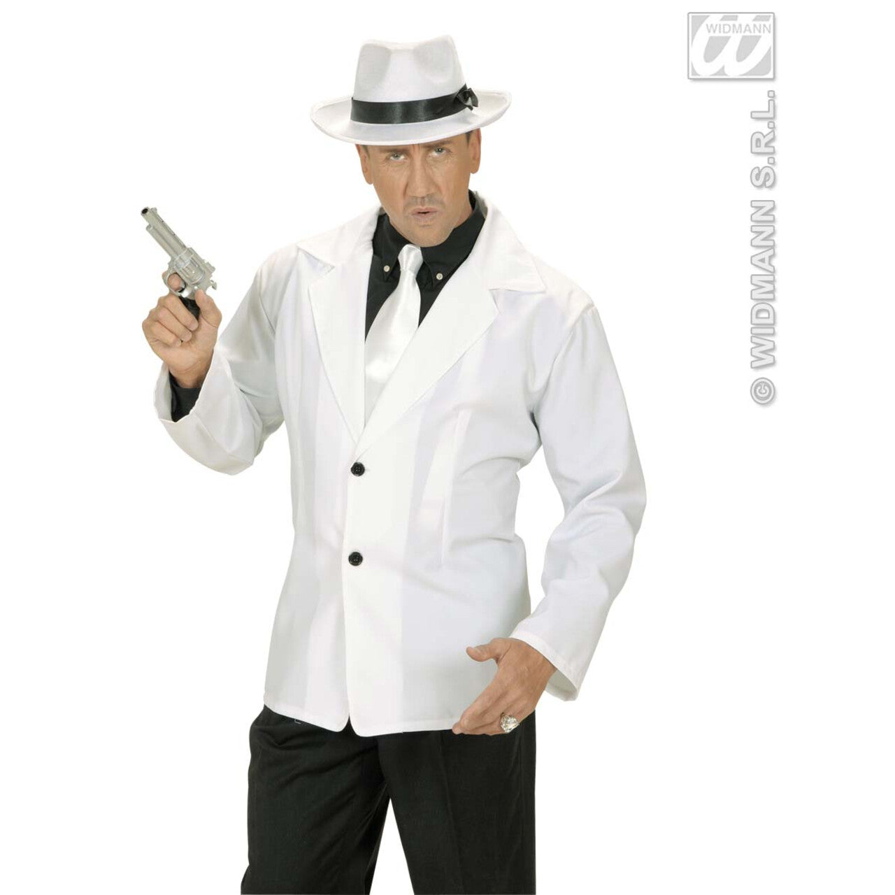 Op deze afbeelding zie je een Accessoires, van het merk Widmann. Satijnen Stropdas Wit