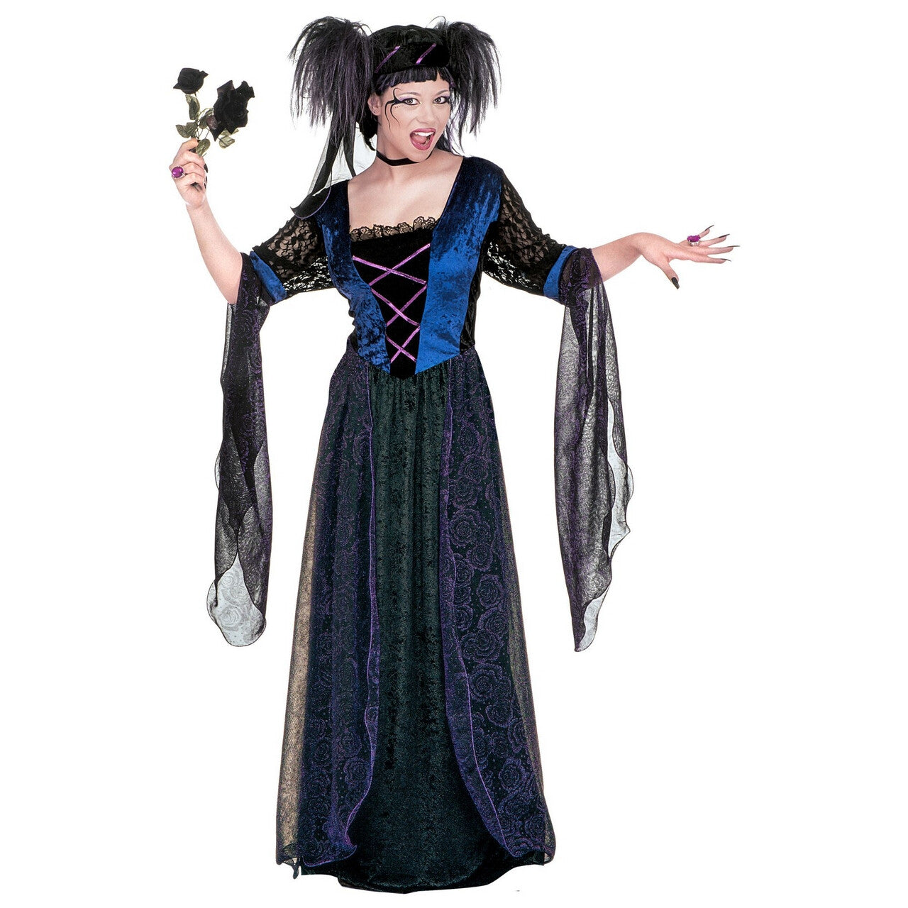 Op deze afbeelding zie je een Kostuums, van het merk Widmann. Gothic Princess Luxe Gothica Kostuum Vrouw