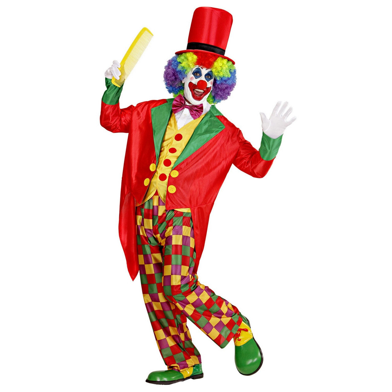 Op deze afbeelding zie je een Kostuums, van het merk Widmann. Clown Luxe Multicolour Kostuum Man