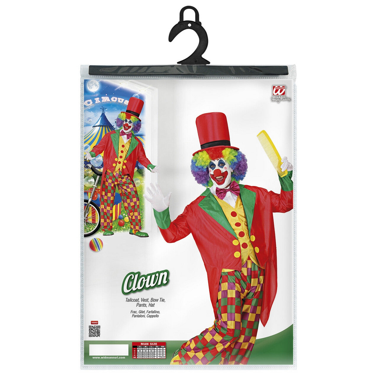 Op deze afbeelding zie je een Kostuums, van het merk Widmann. Clown Luxe Multicolour Kostuum Man