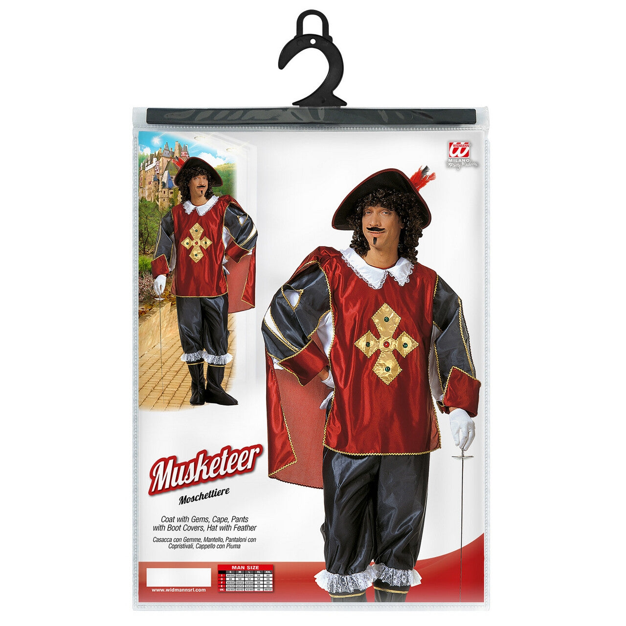Op deze afbeelding zie je een Kostuums, van het merk Widmann. Musketier De Court Kostuum Man