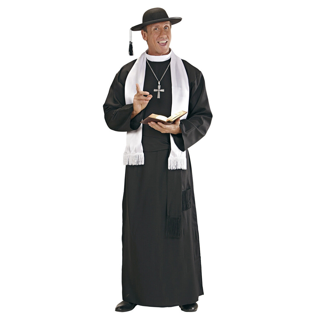 Op deze afbeelding zie je een Kostuums, van het merk Widmann. Overtuigende Priester Don Camillo XL Kostuum Man