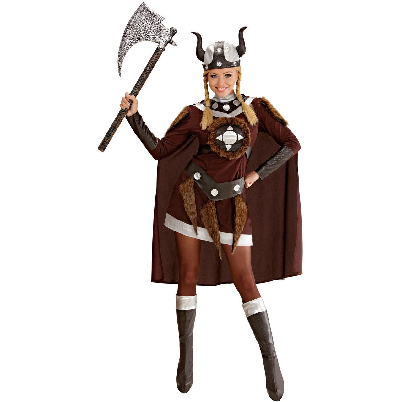 Op deze afbeelding zie je een Kostuums, van het merk Widmann. Luxe Viking Viktoria Kostuum Vrouw