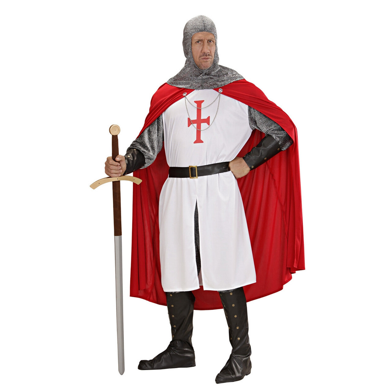 Op deze afbeelding zie je een Kostuums, van het merk Widmann. Tempelier Kruisvaarder Kostuum Man