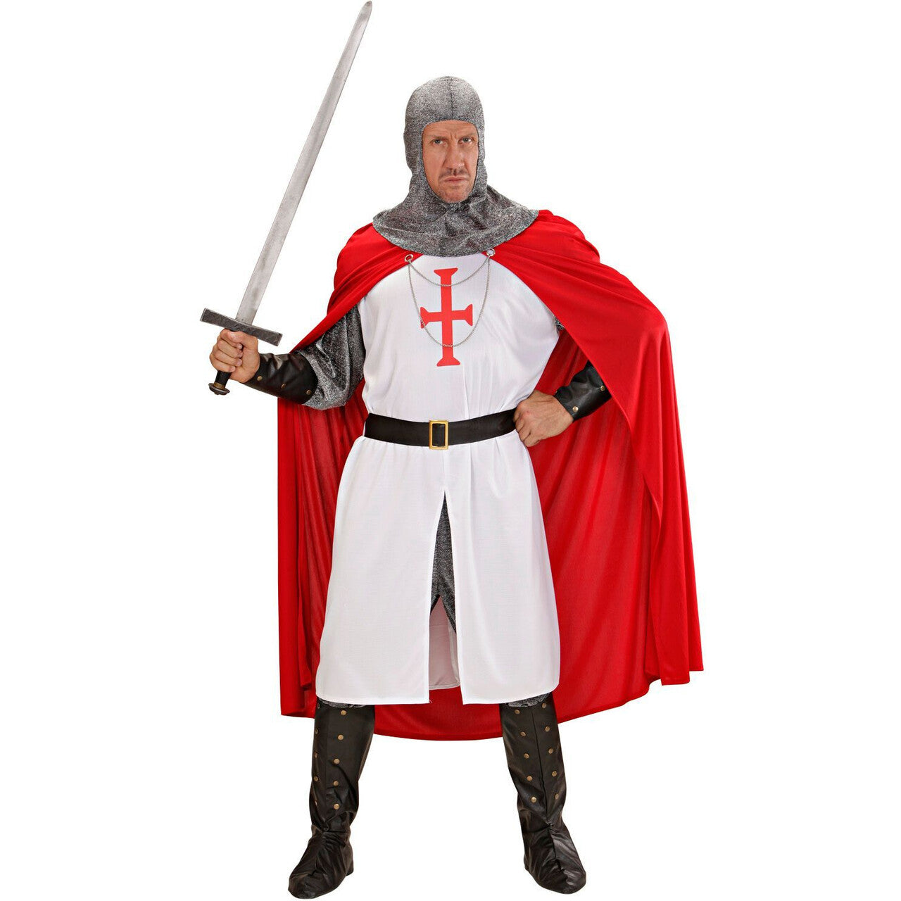 Op deze afbeelding zie je een Kostuums, van het merk Widmann. Tempelier Kruisvaarder Kostuum Man