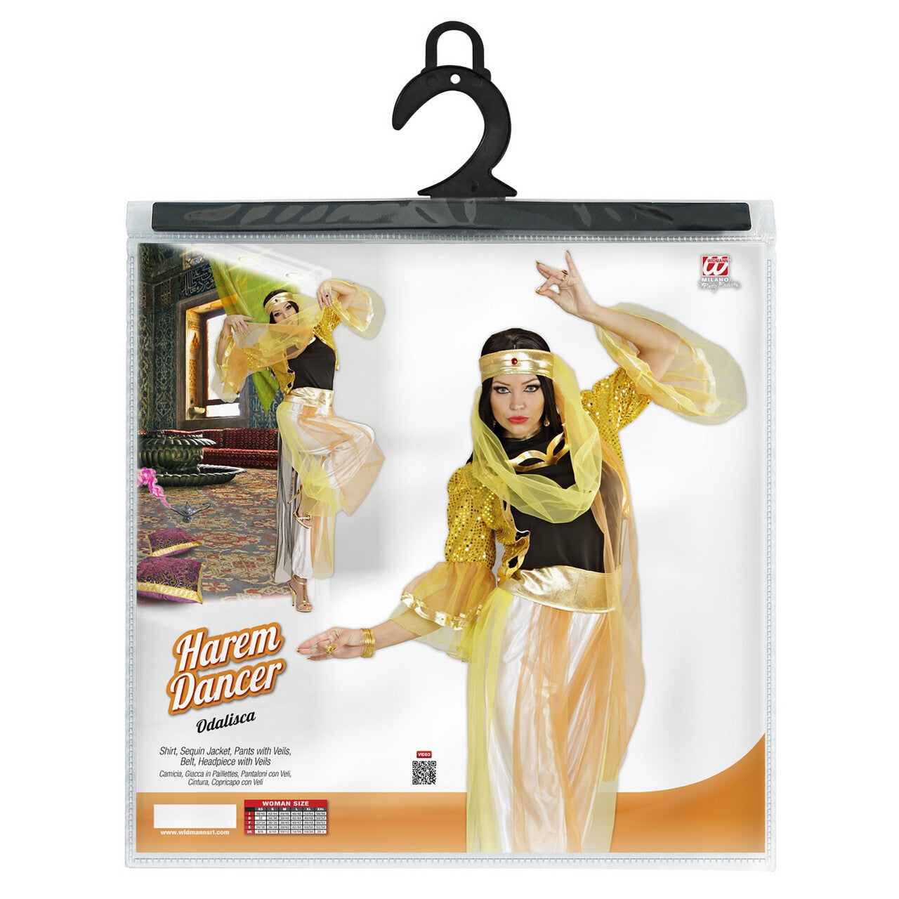 Op deze afbeelding zie je een Kostuums, van het merk Widmann. Geklede Harem Danseres Luxe Kostuum Vrouw