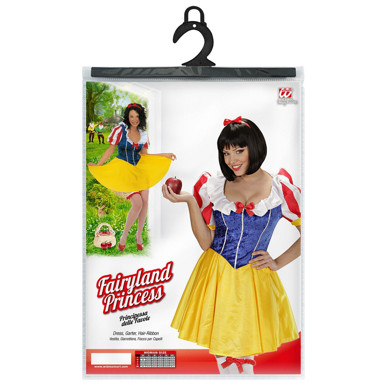 Op deze afbeelding zie je een Kostuums, van het merk Widmann. Sneeuwwitje Sprookjesboek Prinses Kostuum Vrouw