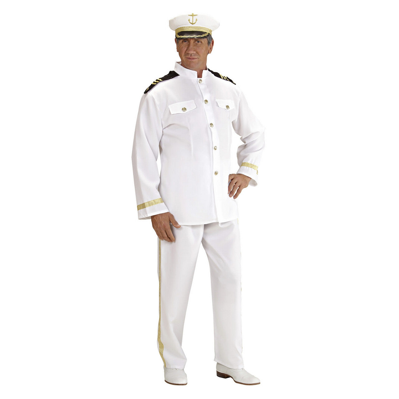Op deze afbeelding zie je een Kostuums, van het merk Widmann. Kapitein Love Boat Kostuum Man