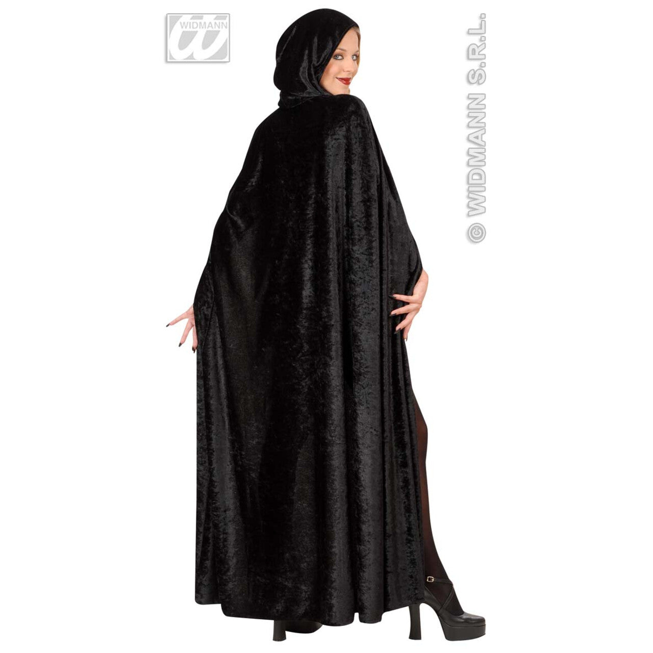 Op deze afbeelding zie je een Accessoires, van het merk Widmann. Fluwelen Lange Zwarte Cape 150 Centimeter Cape Fear