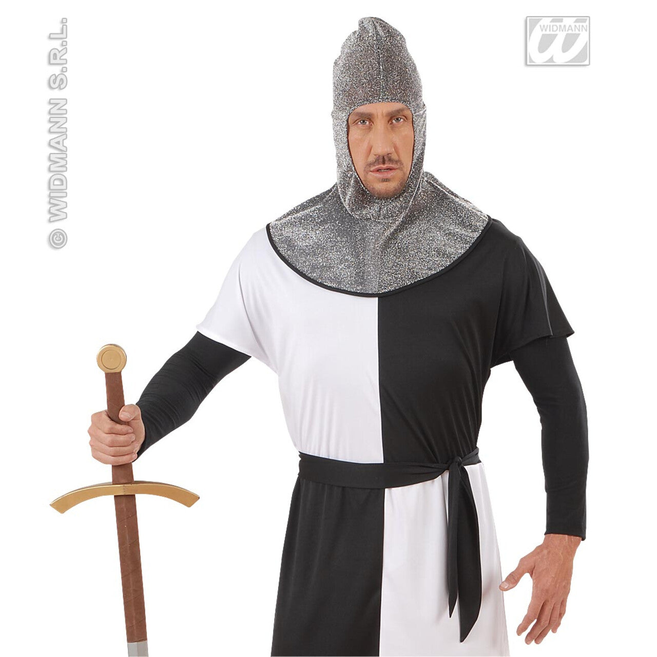 Op deze afbeelding zie je een Accessoires, van het merk Widmann. Kap Middeleeuwse Strijder Metallic, Volwassen