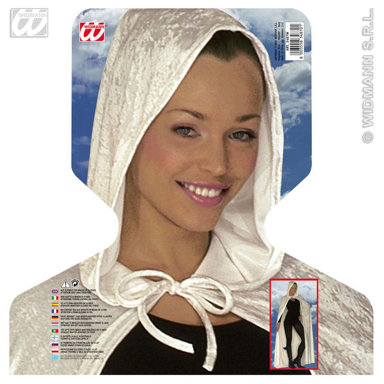 Op deze afbeelding zie je een Accessoires, van het merk Widmann. Luxe Cape Wit, 150 Centimeter