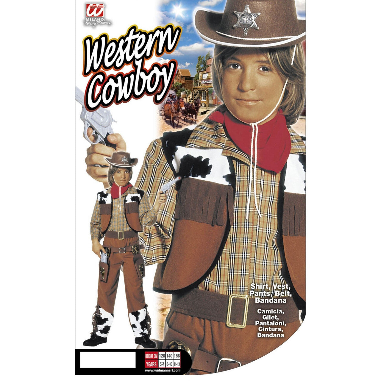Op deze afbeelding zie je een Kostuums, van het merk Widmann. Western Cowboy Lone Rider Kostuum Jongen