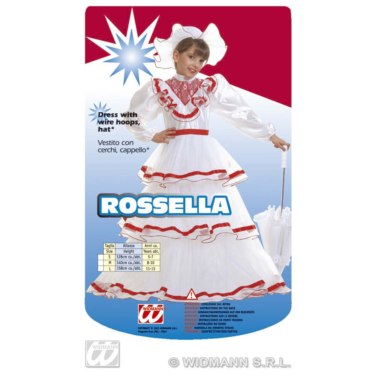 Op deze afbeelding zie je een Kostuums, van het merk Widmann. Dame Van Stand Rossella Kostuum Meisje