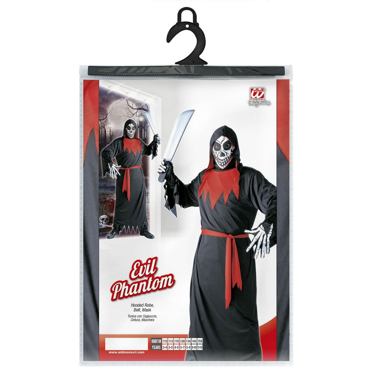 Op deze afbeelding zie je een Kostuums, van het merk Widmann. Evil Phantom Kind Rode Duivel Kostuum Jongen