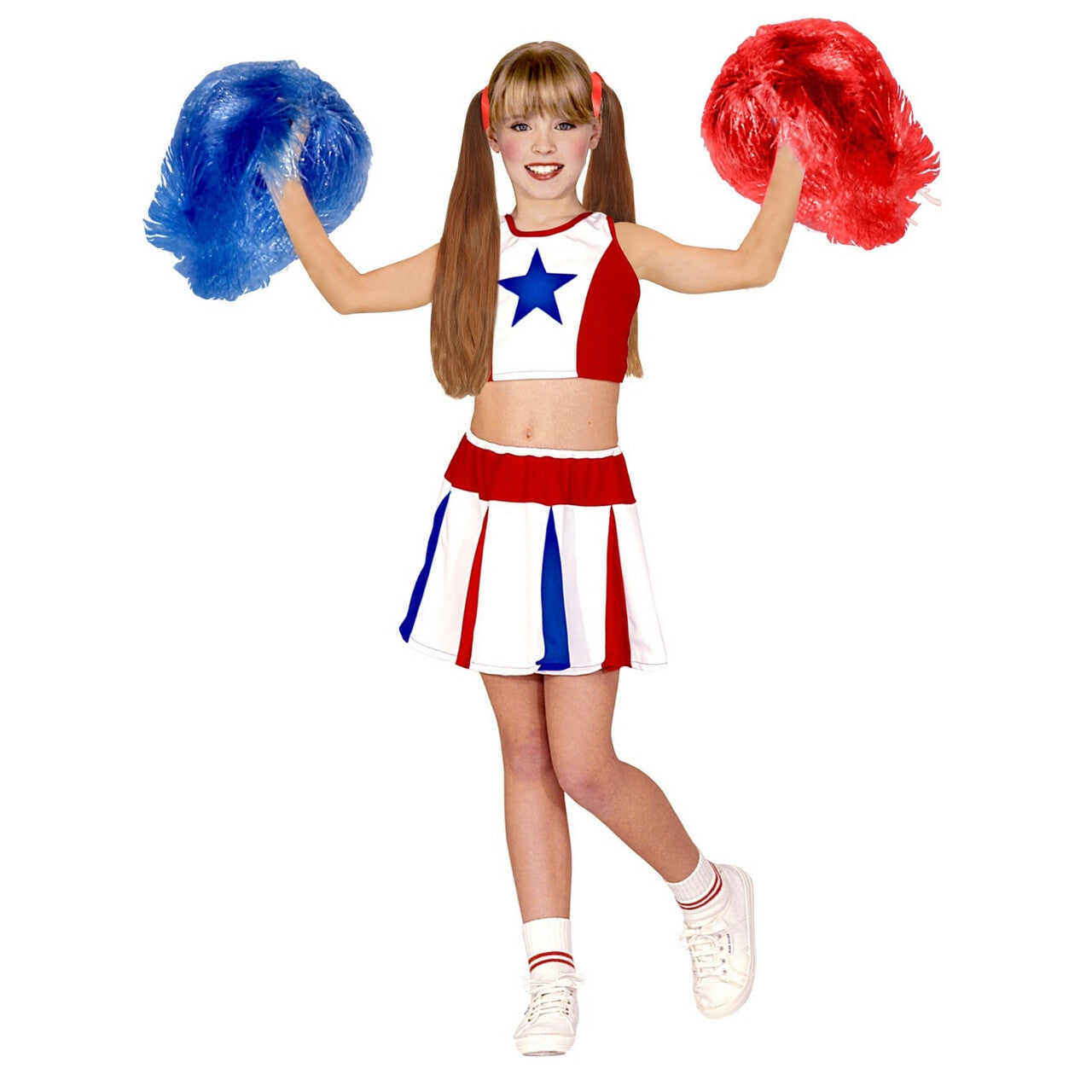 Op deze afbeelding zie je een Kostuums, van het merk Widmann. All American Cheerleader Kind Kostuum Meisje