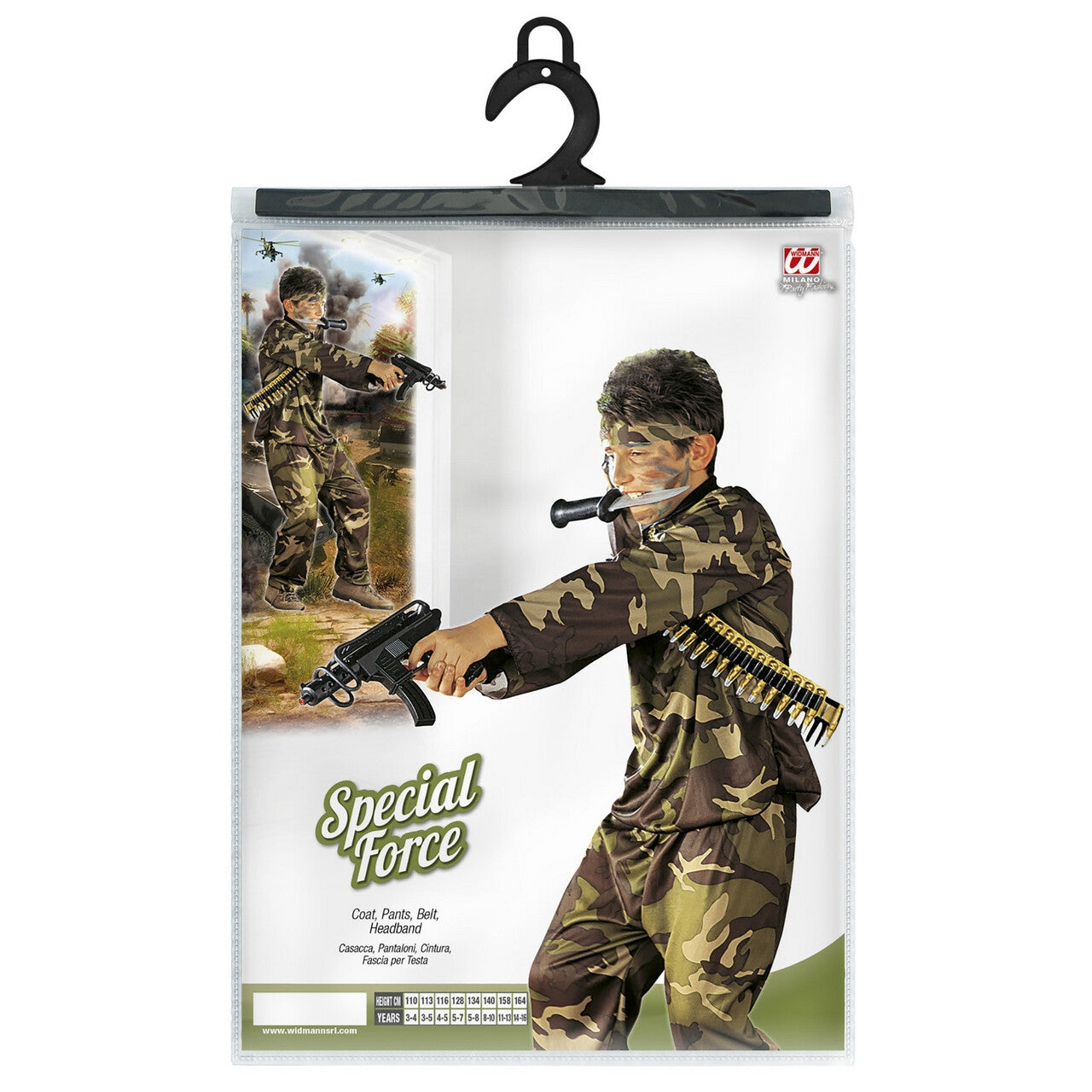 Op deze afbeelding zie je een Kostuums, van het merk Widmann. Amerikaanse Special Force Kostuum Jongen