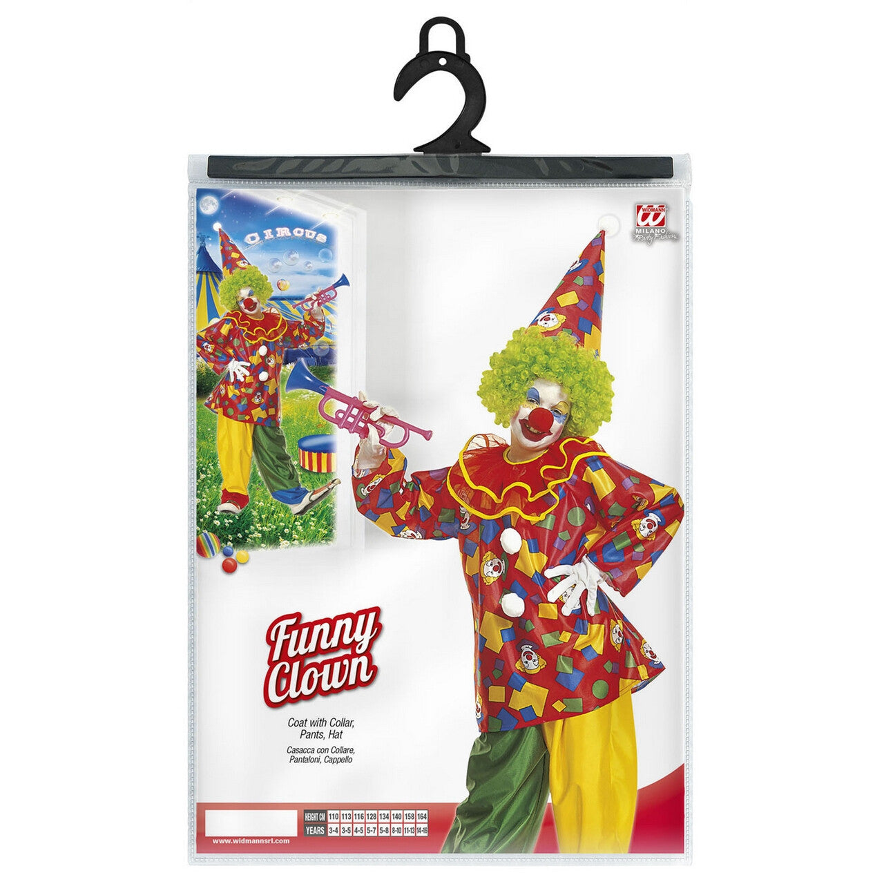 Op deze afbeelding zie je een Kostuums, van het merk Widmann. Harlekino Funny Clown Kostuum Jongen