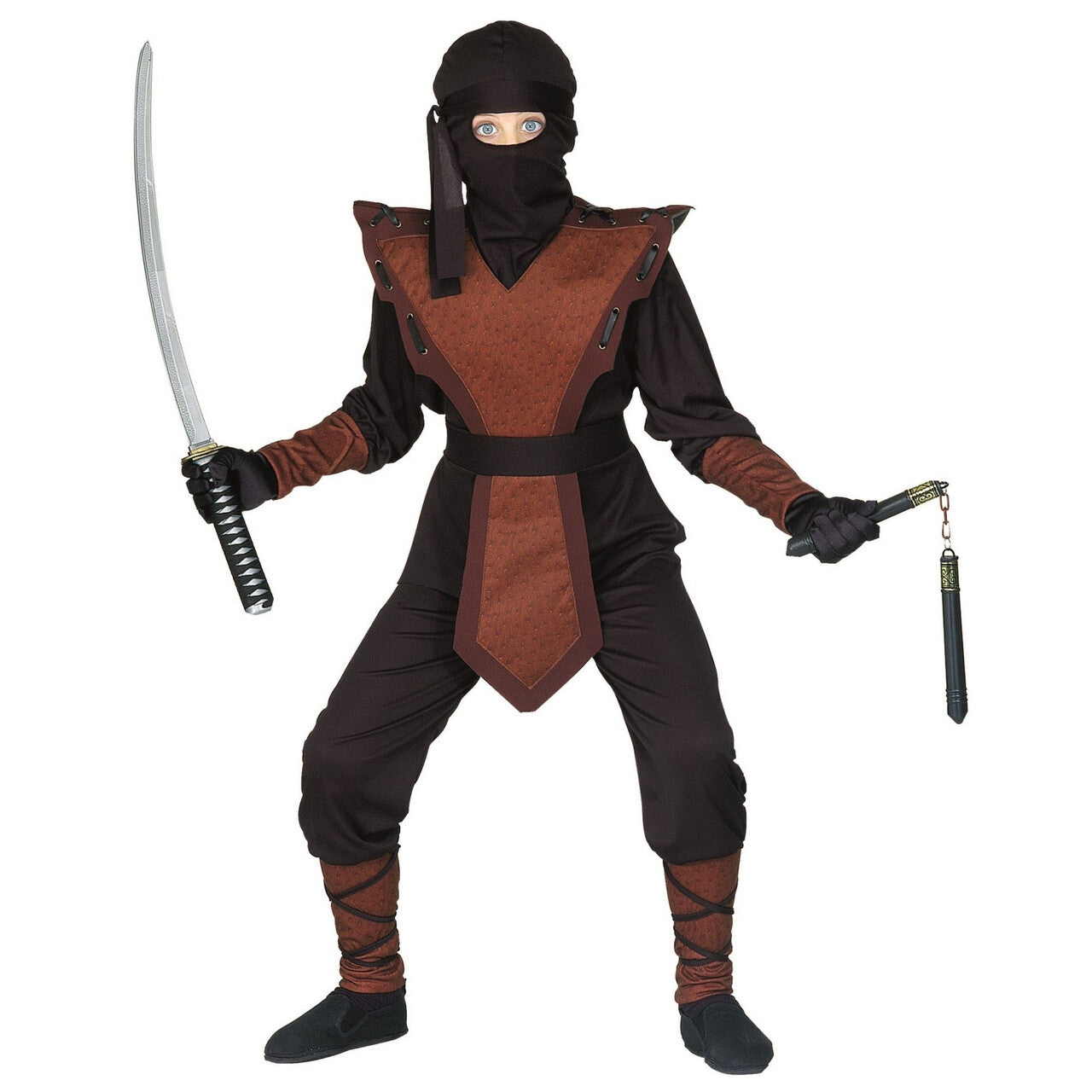 Op deze afbeelding zie je een Kostuums, van het merk Widmann. Bruine Ninja Rover Kostuum Jongen