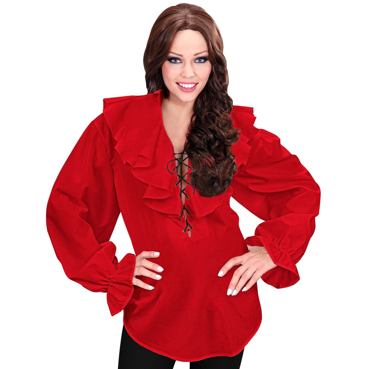 Op deze afbeelding zie je een Kostuums, van het merk Widmann. Piratenshirt Dames, Rood Vrouw