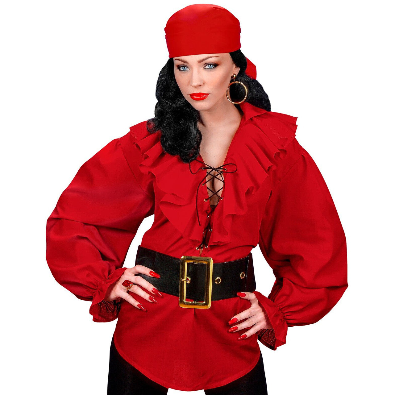 Op deze afbeelding zie je een Kostuums, van het merk Widmann. Piratenshirt Dames, Rood Vrouw
