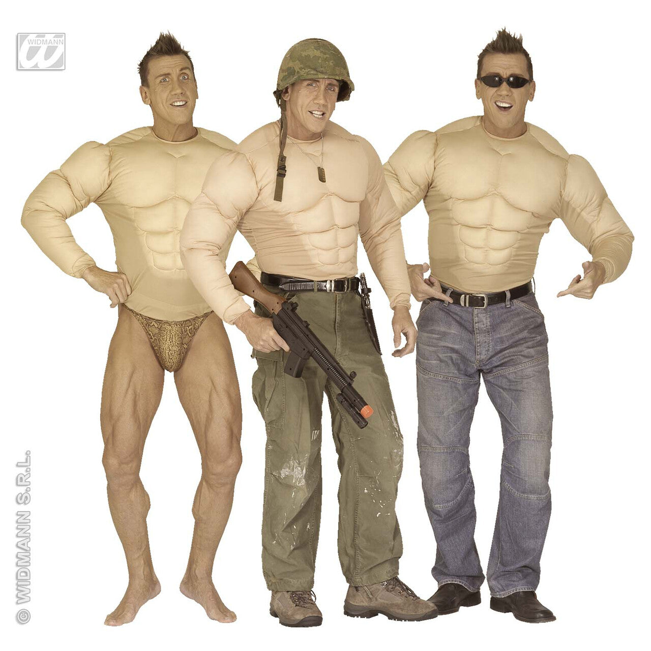 Op deze afbeelding zie je een Kostuums, van het merk Widmann. Spierenshirt XL Man