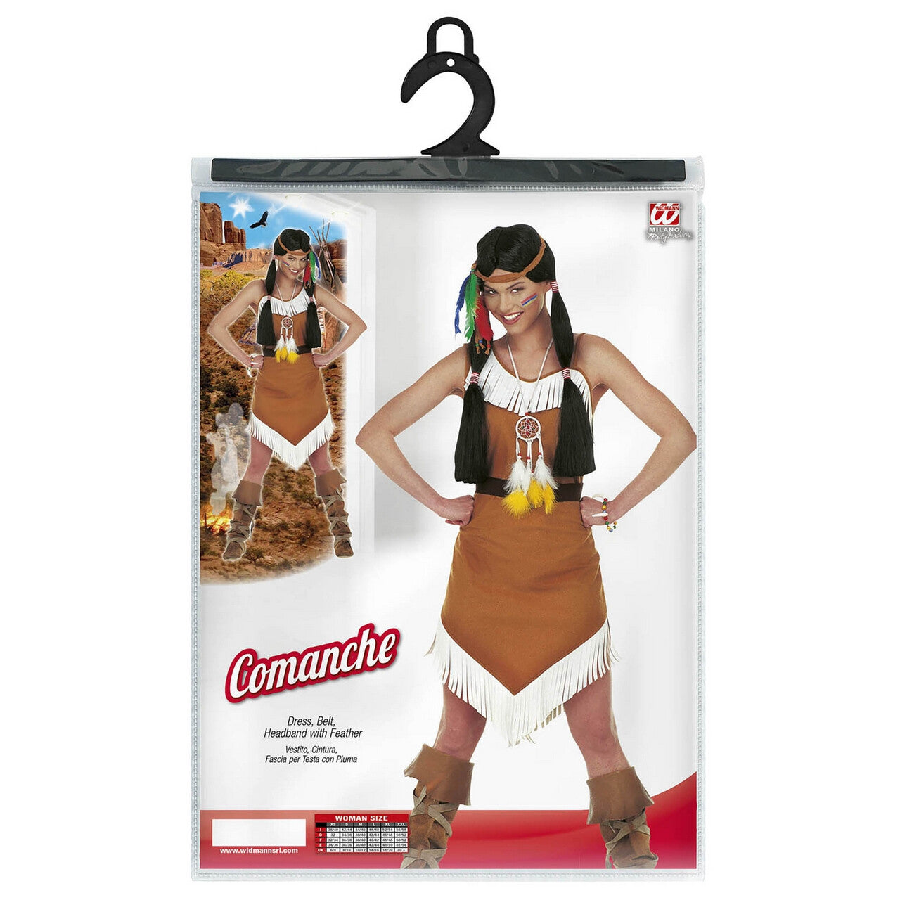 Op deze afbeelding zie je een Kostuums, van het merk Widmann. Sexy Indiaanse Jurk Nature Kostuum Vrouw