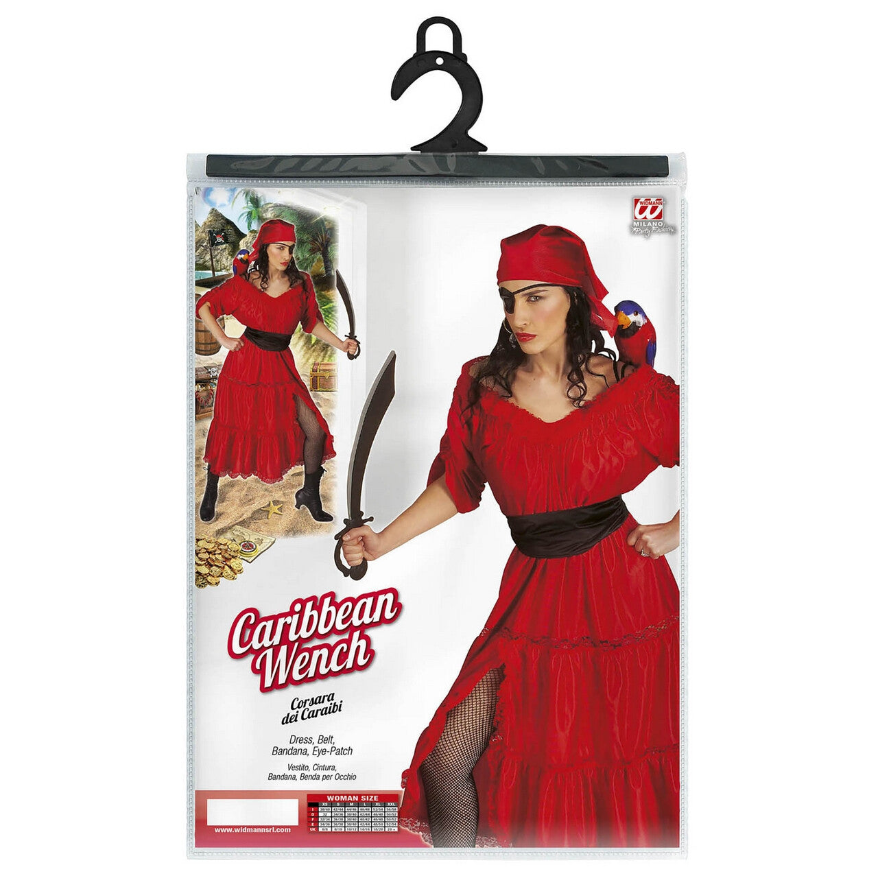 Op deze afbeelding zie je een Kostuums, van het merk Widmann. Caraibische Lichtekooi Pirata Kostuum Vrouw