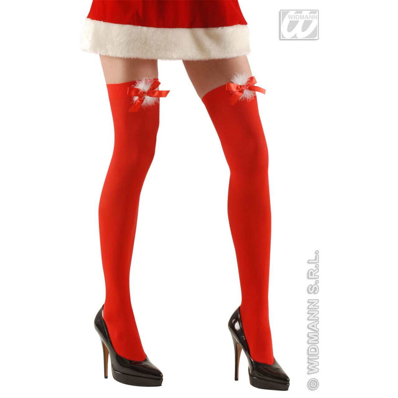 Op deze afbeelding zie je een Accessoires, van het merk Widmann. Hoge Kousen Miss Santa, 70den