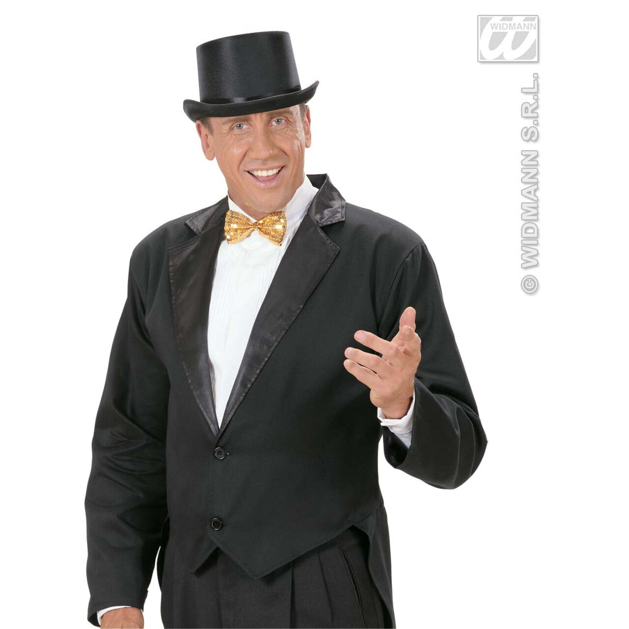 Op deze afbeelding zie je een Accessoires, van het merk Widmann. Vlinderstrik Pailletten Goud