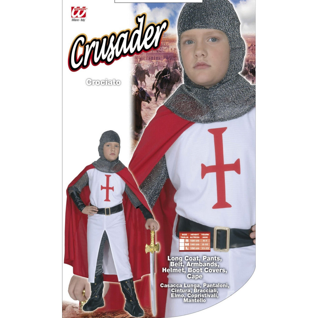 Op deze afbeelding zie je een Kostuums, van het merk Widmann. Tempelier Kruisvaarder, Jongen Kostuum