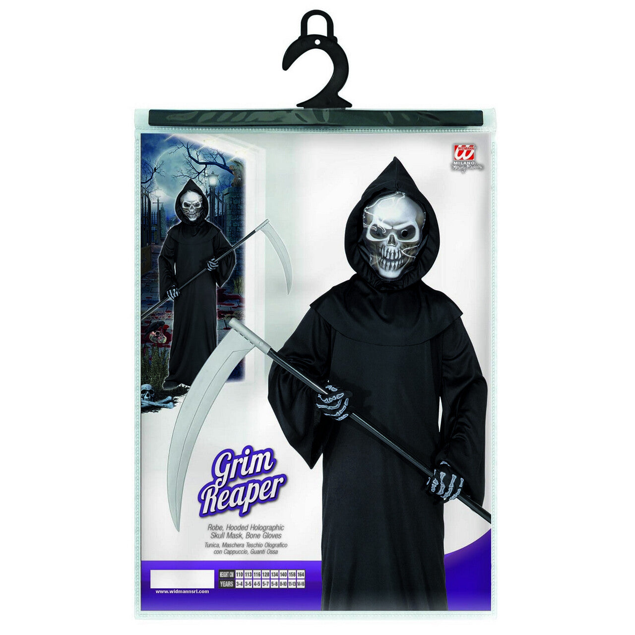 Op deze afbeelding zie je een Kostuums, van het merk Widmann. Grim Reaper, Holographic Vader Tijd Kostuum Jongen