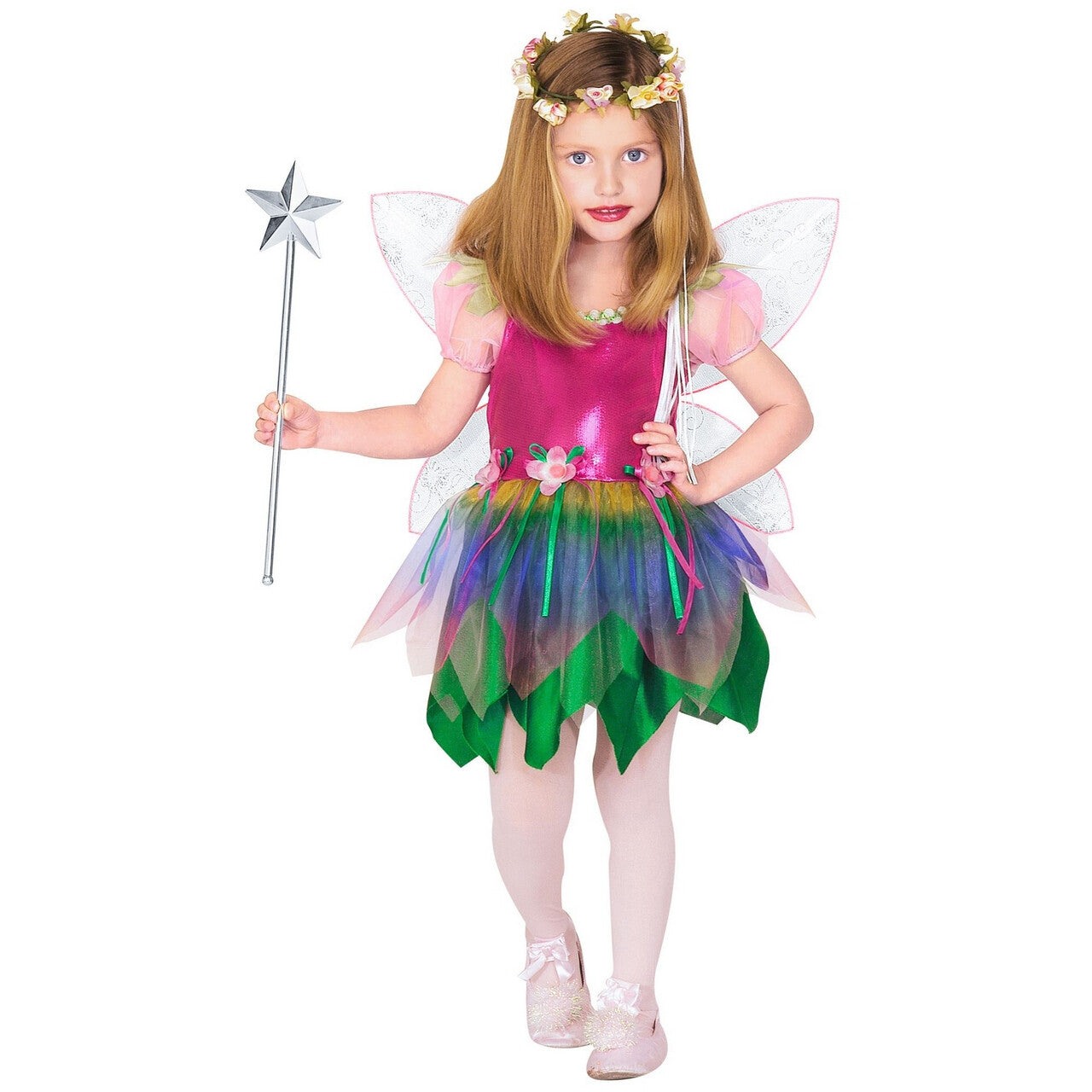 Op deze afbeelding zie je een Kostuums, van het merk Widmann. Schattige Prinses Regenboog Fee Kostuum Meisje