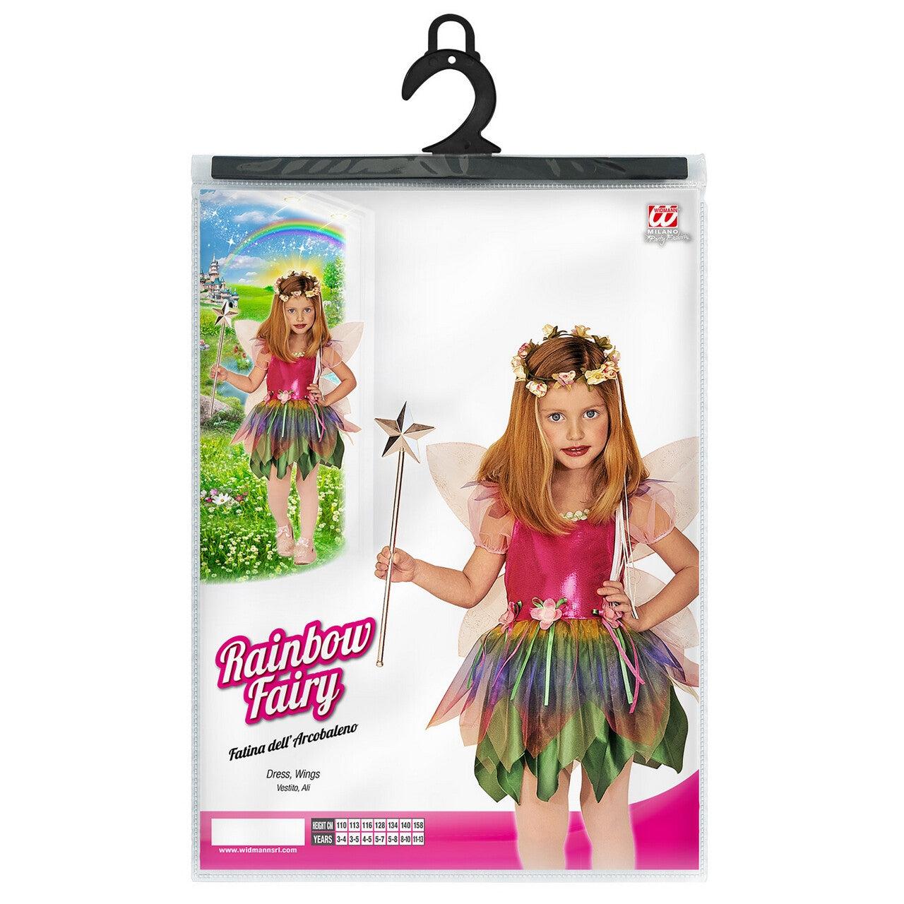 Op deze afbeelding zie je een Kostuums, van het merk Widmann. Schattige Prinses Regenboog Fee Kostuum Meisje